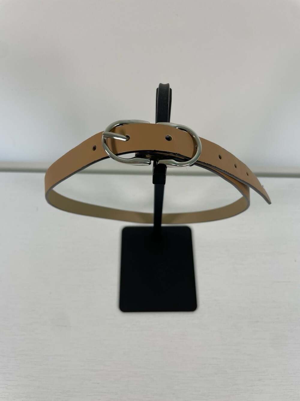 Steve Madden Women's Camel Skinny Belt with Oval Double Buckle Sz L
